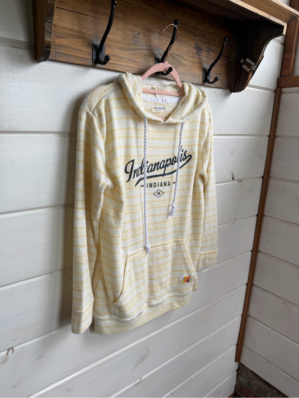Indianapolis Striped Hooded Pullover - Cream & Yellow